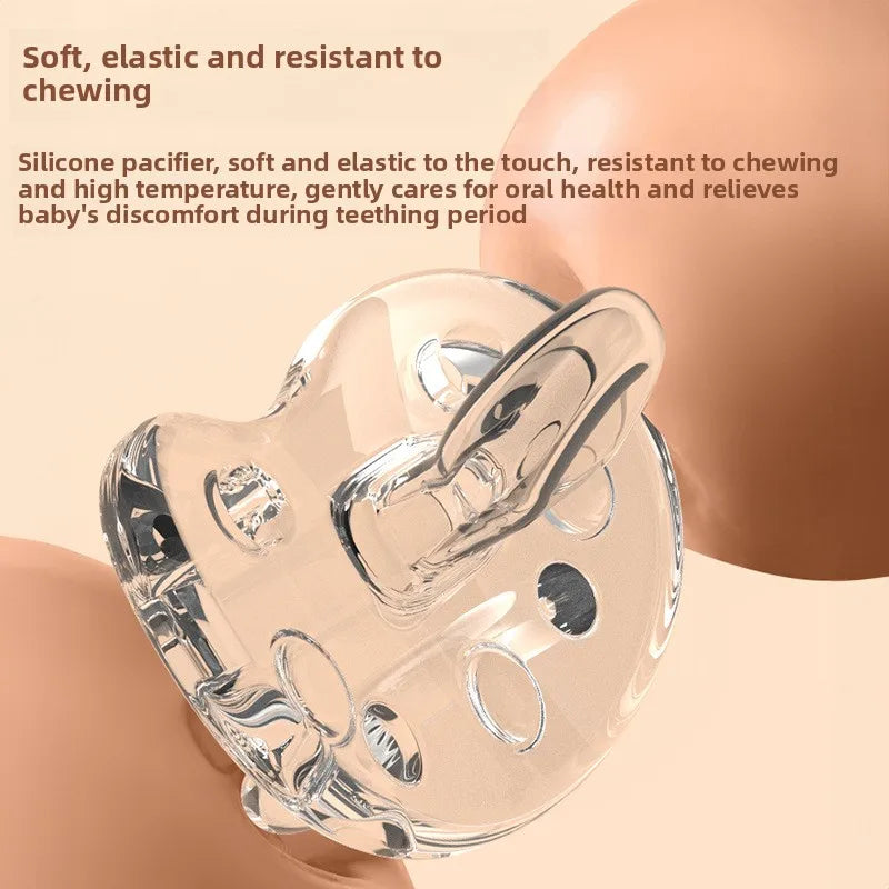 1Pc Transparent baby Pacifier Soft 100% Silicone Thumb type nipple Type Infant Toddler Sleeping day round night flat nipple head
