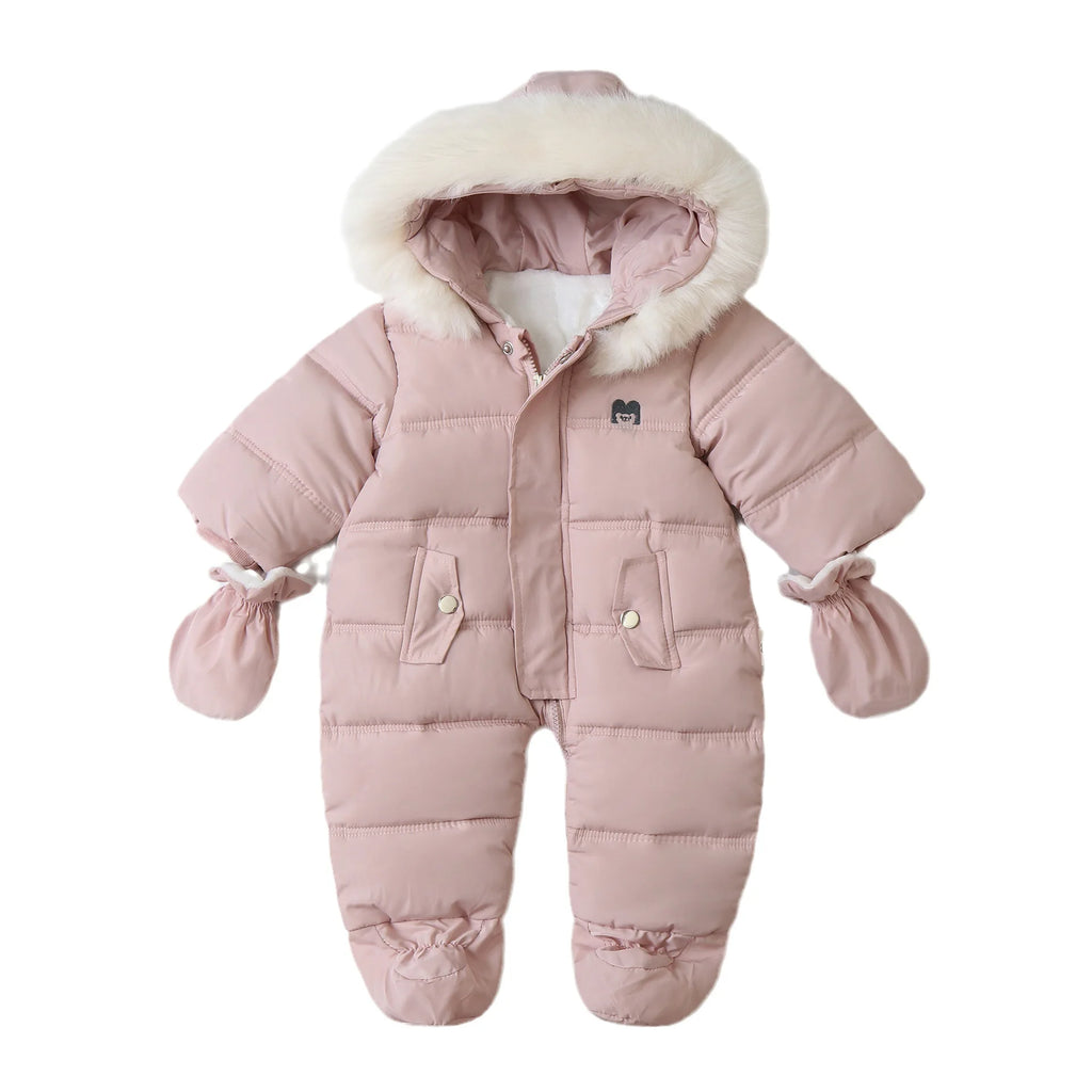 Winter Baby Jumpsuit Plus Velvet Warm Hooded Newborn Baby Girl Overalls  Infant Boy Snowsuit Toddler Romper Outfit 0-2 Years