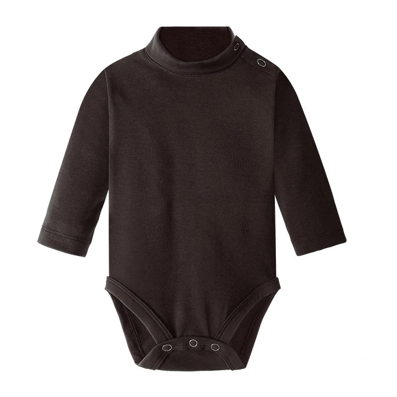 0-3 Yrs Baby Infant Clothing Turtle Neck Cotton Rompers Solid Color Newborn Boys Girls Autumn Winter Long Sleeve Jumpsuit Tops