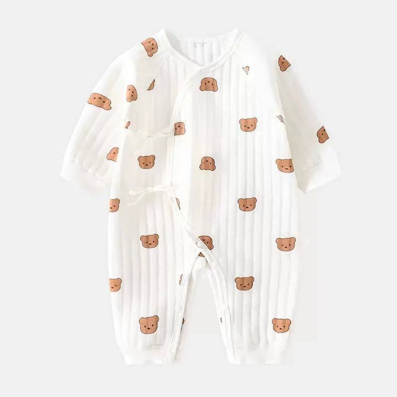 Autumn Newborn Clothes Winter Thick Butterfly Clothes Three-layer Warm Baby Crawling Clothes Spring and Autumn Rompers Bodysuit
