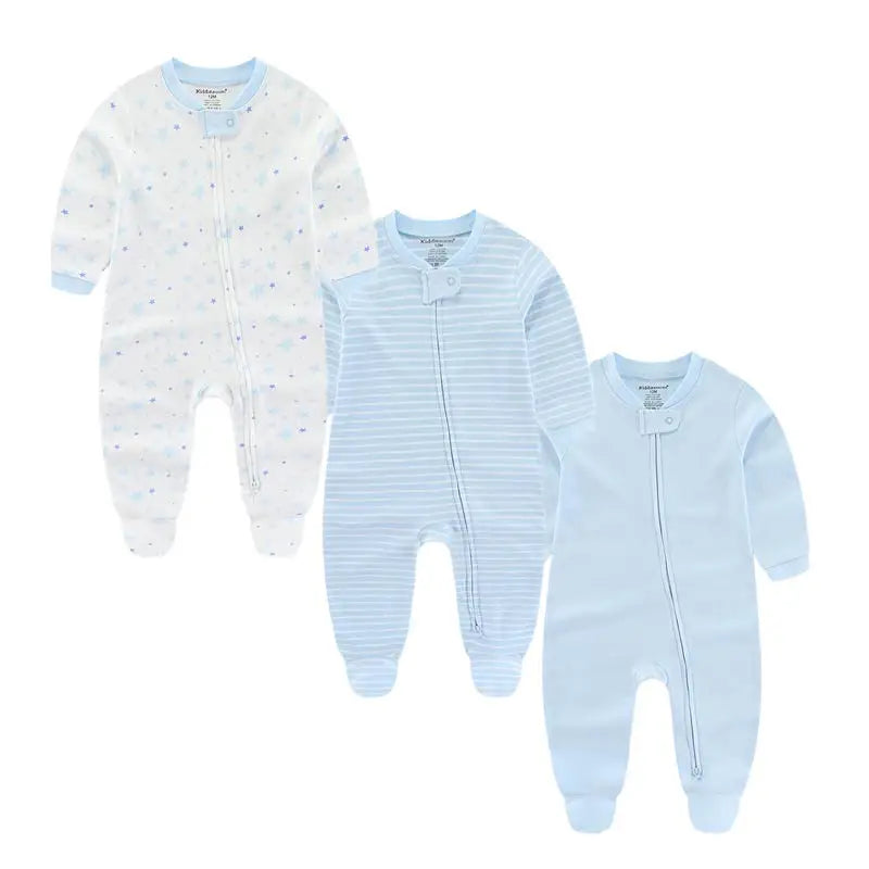 Kiddiezoom 3 Pcs/Lot Autumn Winter Unisex Cartoon Long Sleeve Baby Boy Girl Romper 100%Cotton Soft Newborn Jumpsuits Clothing