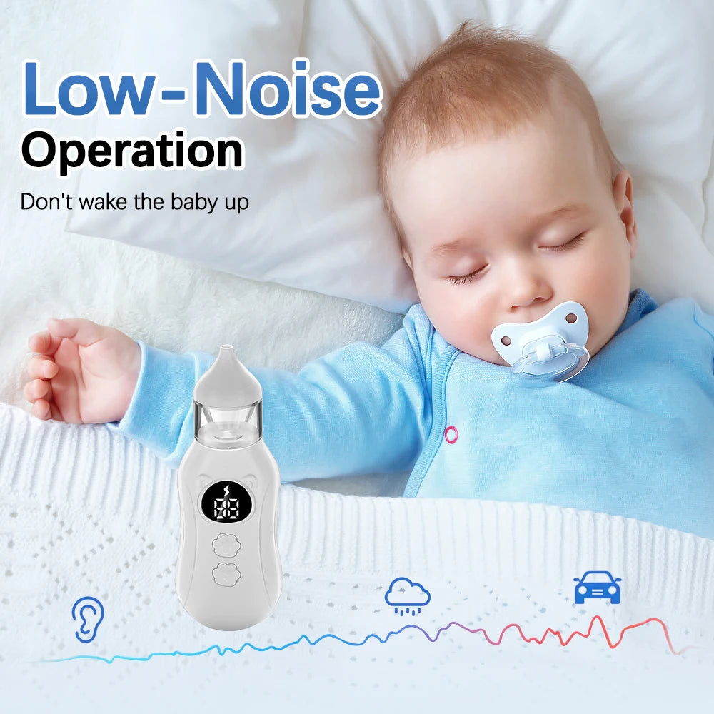 9-Level Suction Baby Electric Nasal Aspirator Food-Grade Dual Nozzle Silicone Tips Anti-Backflow Quiet Operation LCD for Newborn