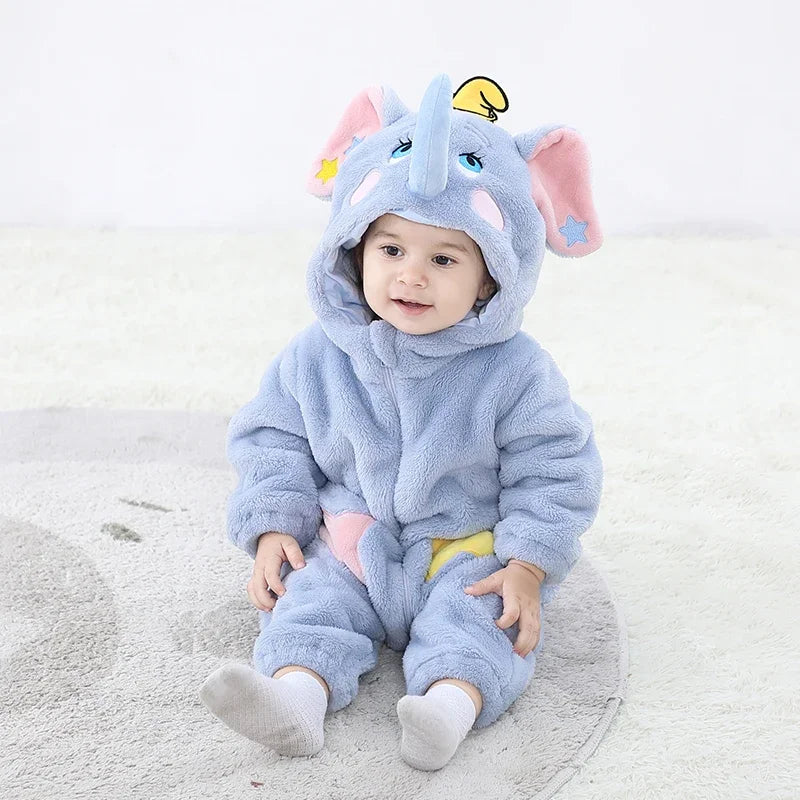 Disney Lovely Elephant Newborn Baby Rompers Toddler Boy Girls Cosplay Animal Cute Warm Cosplay Costume Outfit