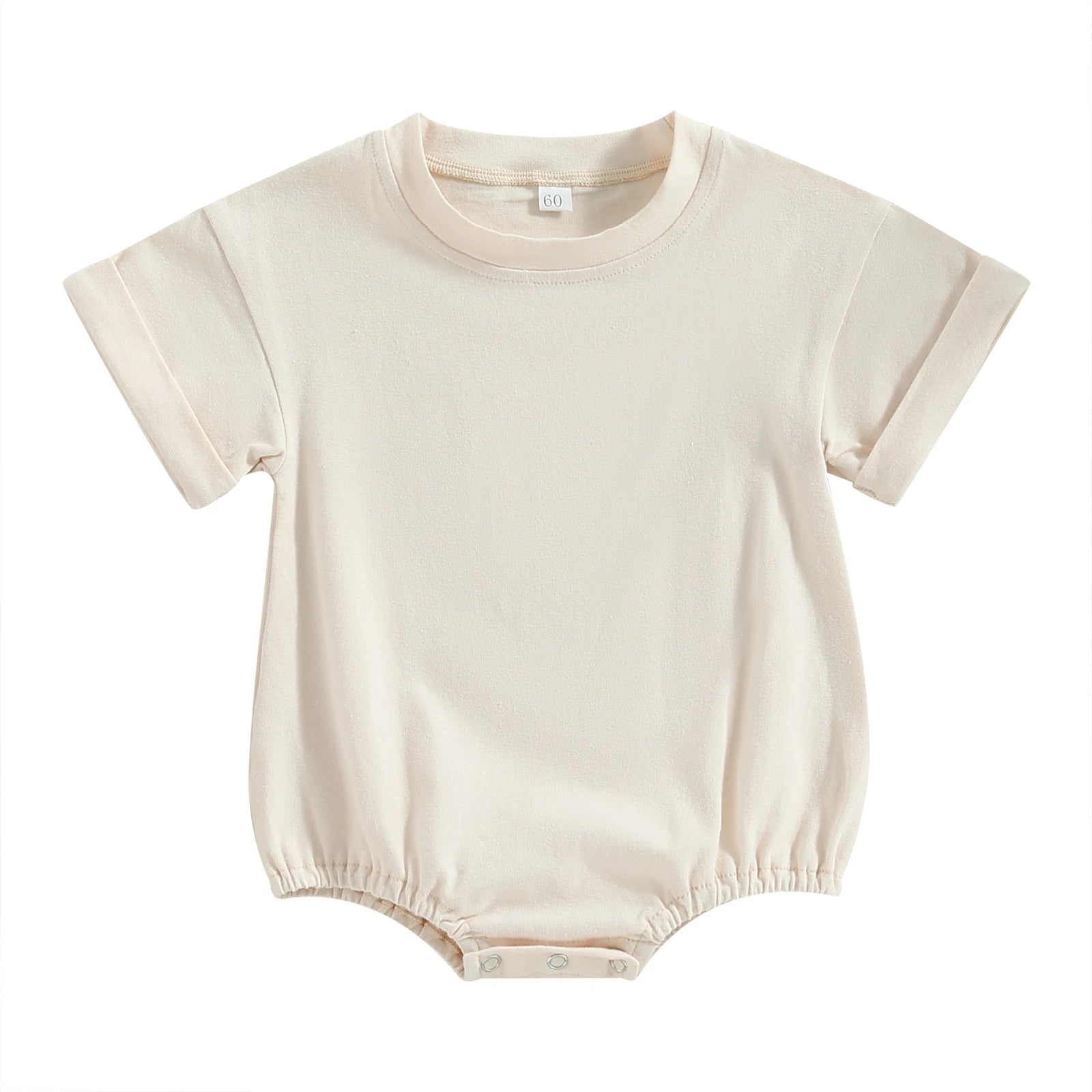 VISgogo Infant Baby Boys Girls Bodysuit Summer Pullover Crewneck Loose Romper Short Sleeve Solid Color Newborn Clothes Outfit