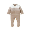 Soft Texture Winter Baby Boys Rompers 0-18M Newborn Infant Fall Winter Turn-down Collar Long Sleeve Knit Bodysuit Jumpsuit