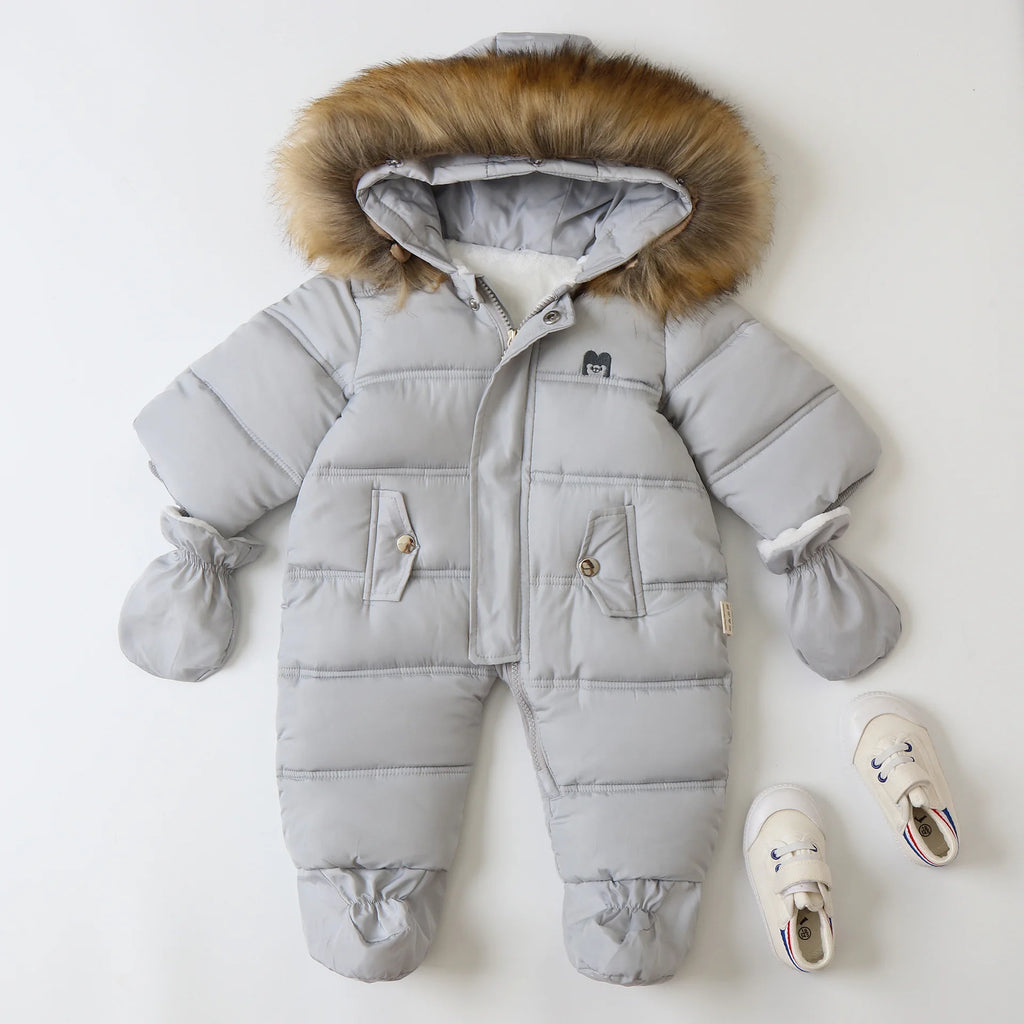 Winter Baby Jumpsuit Plus Velvet Warm Hooded Newborn Baby Girl Overalls  Infant Boy Snowsuit Toddler Romper Outfit 0-2 Years