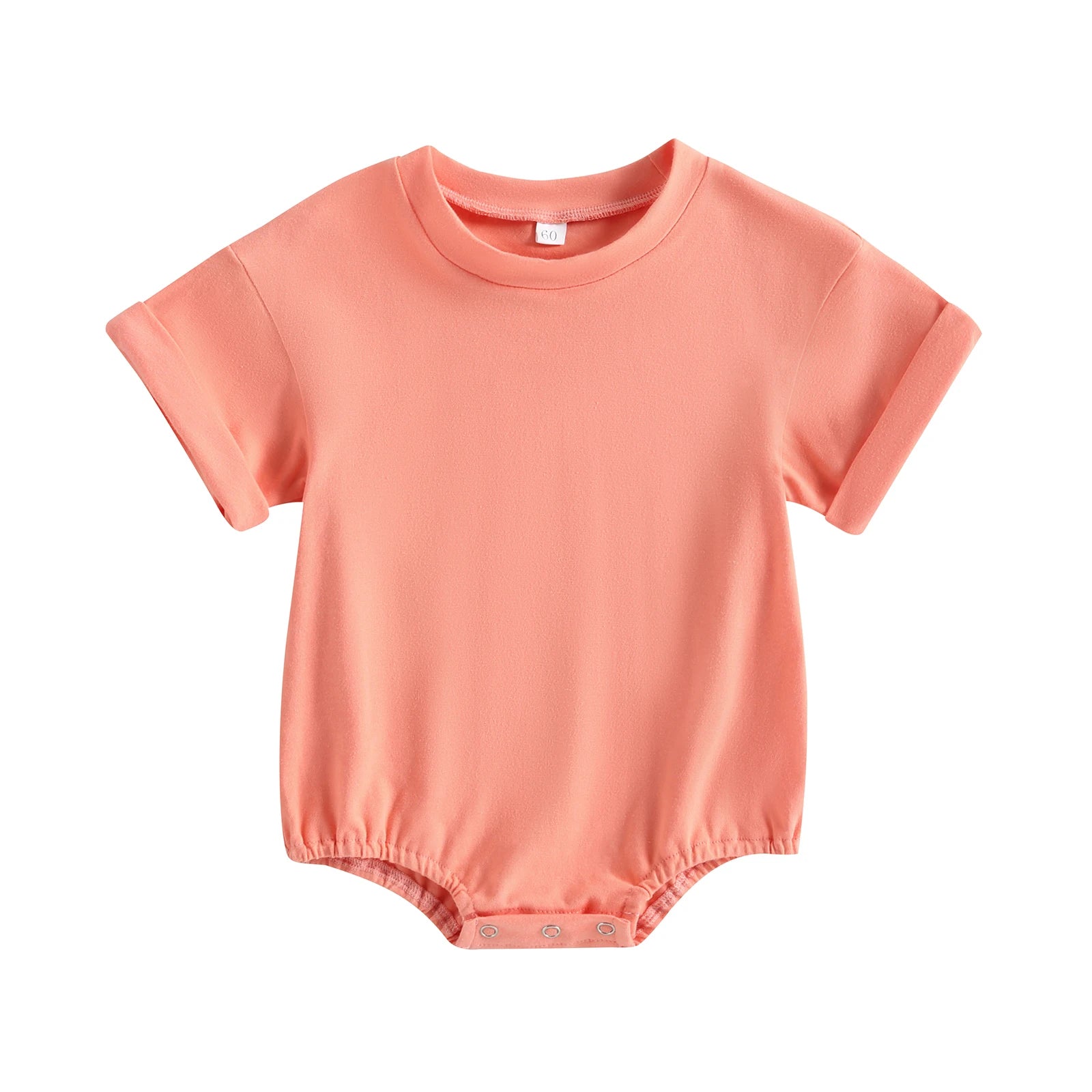 VISgogo Infant Baby Boys Girls Bodysuit Summer Pullover Crewneck Loose Romper Short Sleeve Solid Color Newborn Clothes Outfit
