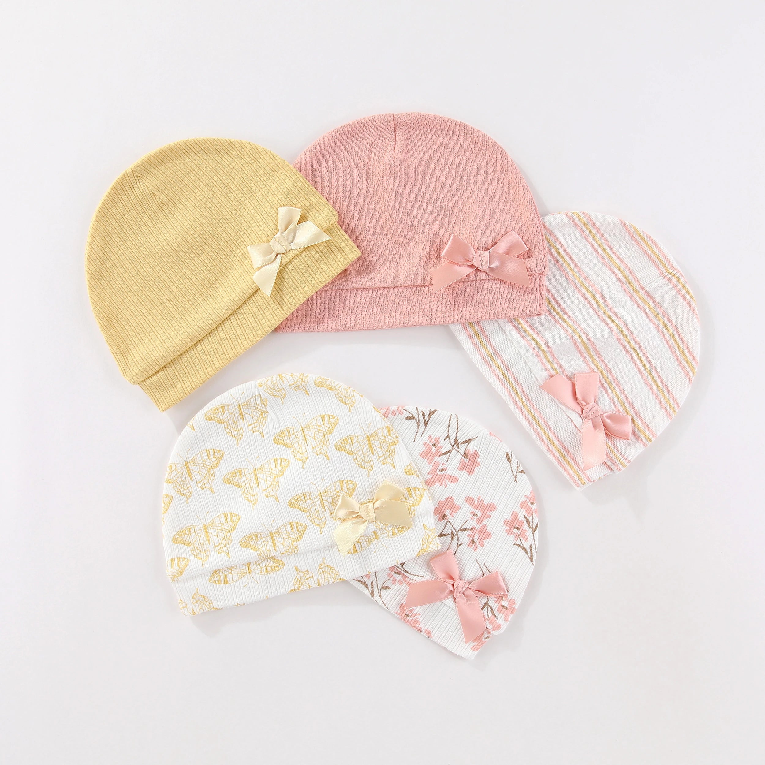 5 Pcs/Lot Newborn Baby Boy Girl Hats Cotton Soft Unisex Caps Four Seasons Infant Accessories