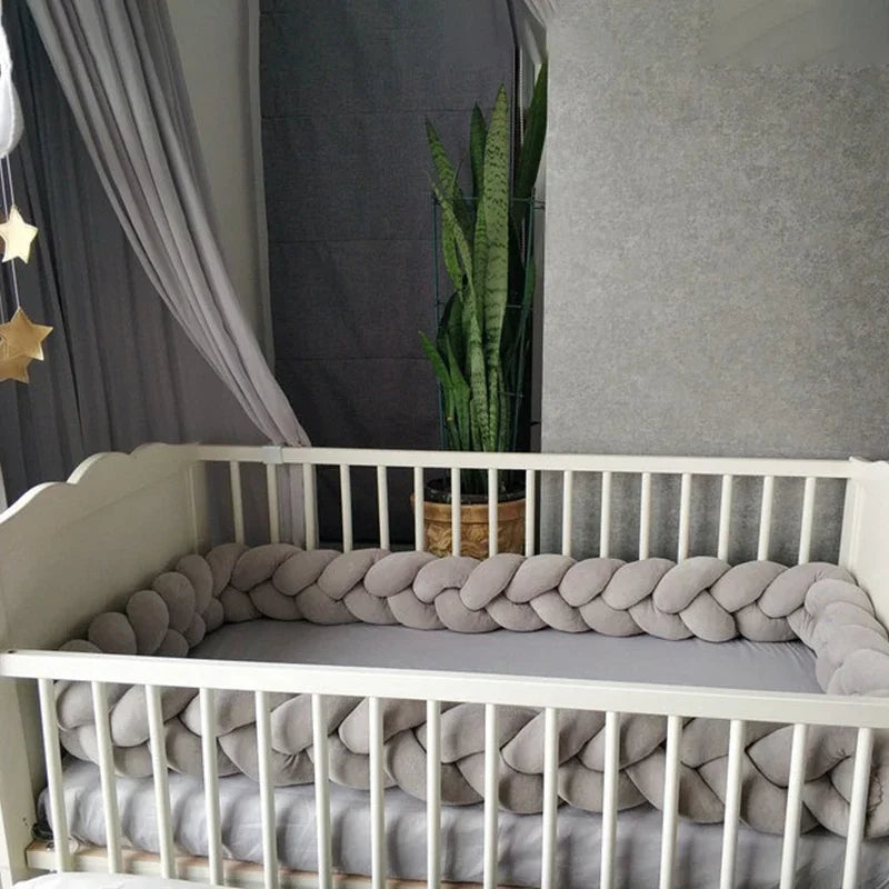 2M/3M Baby Bed Bumper Braided Crib Anti-collision Bed Surround Newborns Bumper Circumference Protector