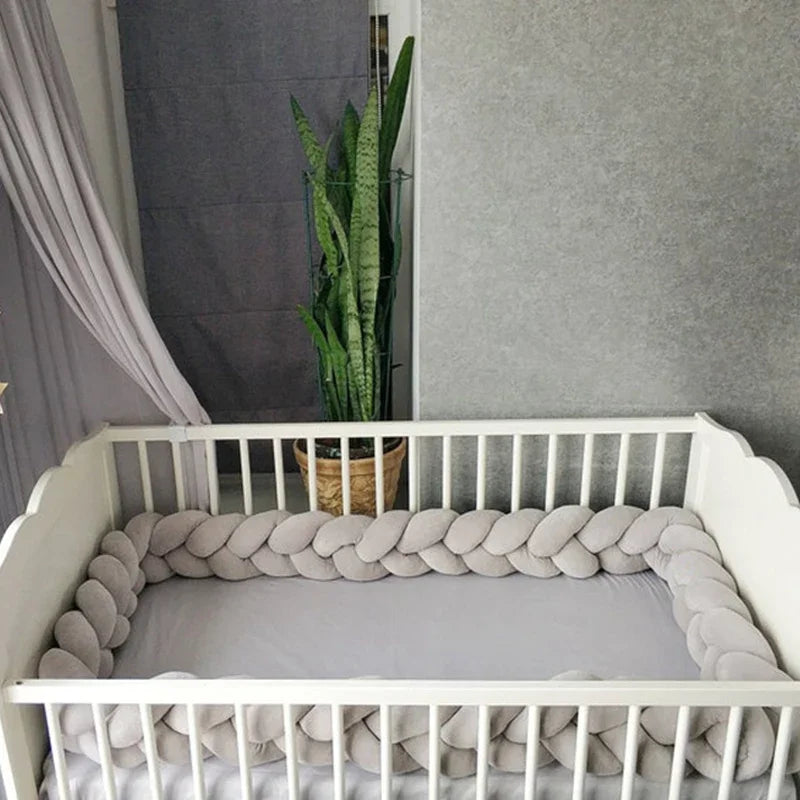 2M/3M Baby Bed Bumper Braided Crib Anti-collision Bed Surround Newborns Bumper Circumference Protector
