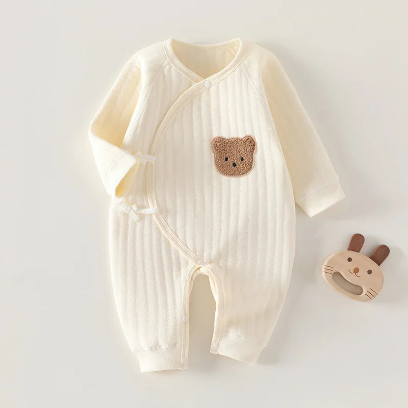 Autumn Newborn Clothes Winter Thick Butterfly Clothes Three-layer Warm Baby Crawling Clothes Spring and Autumn Rompers Bodysuit