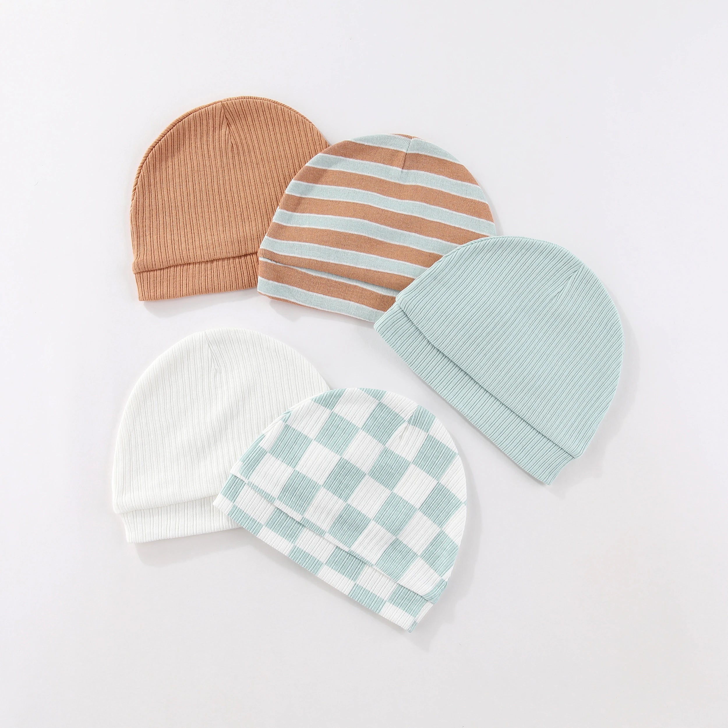 5 Pcs/Lot Newborn Baby Boy Girl Hats Cotton Soft Unisex Caps Four Seasons Infant Accessories