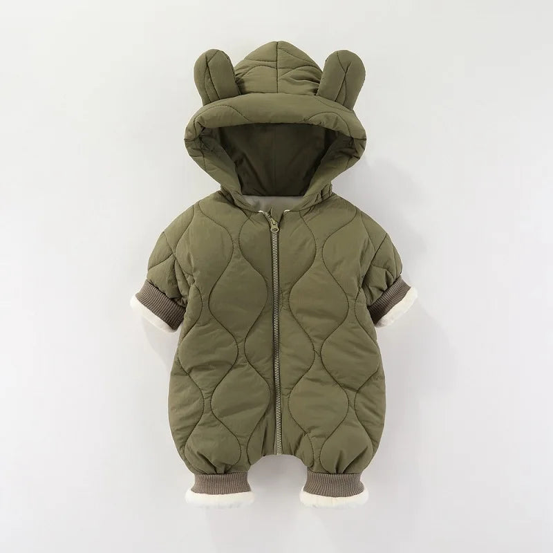 Baby jumpsuit autumn and winter girls pure cotton thickened newborn romper thickened long sleeved boys baby clothes