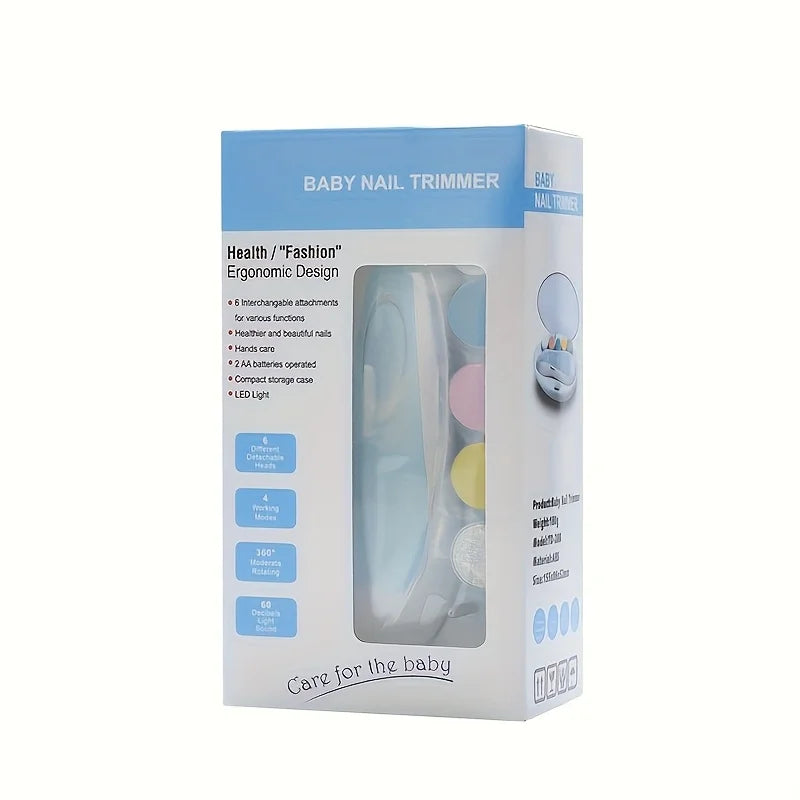 7-in-1 Baby Nail Trimmer with Portable Case, Safe Nail Clipper Set with 5 Extra Grinding Heads, Newborn Nail Polishing Tool Set