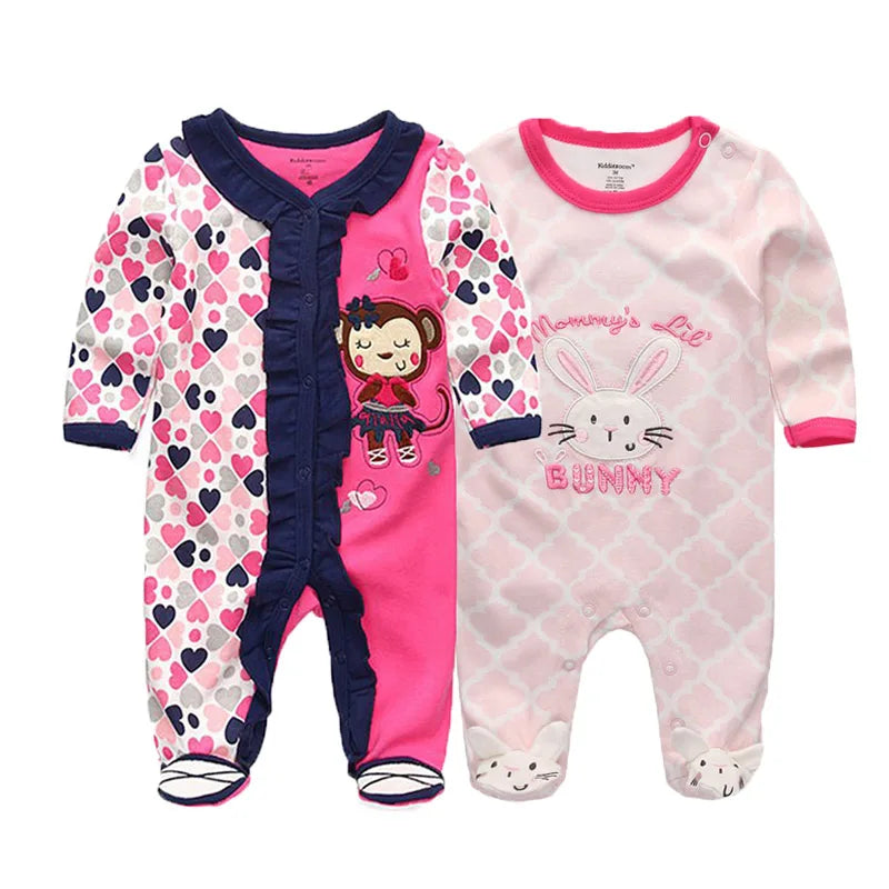 2 Pcs/Lot Baby Rompers Newborn Boy Girl Long Sleeves Clothing Set Spring Autumn Infant Onesies Clothes Christmas Valentine's Day