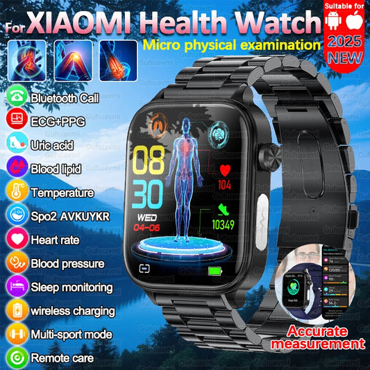 2025 New For XIAOM1 ECG+PPG Blood Fat Uric Acid Health Smartwatch Men Women Heart Rate Blood Pressure Bluetooth Call Smart Watch