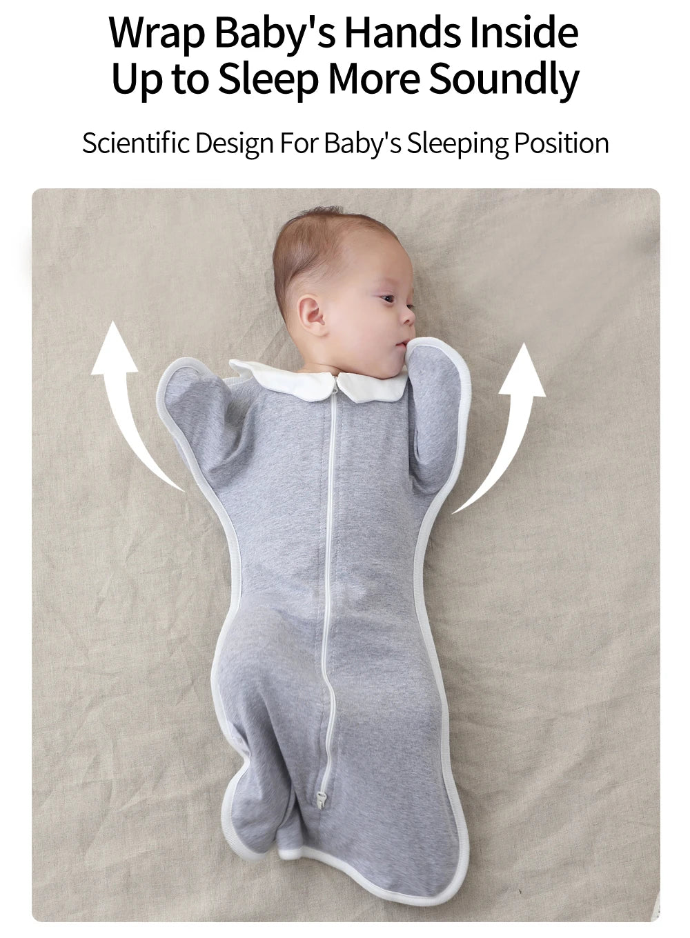 Newborn Baby Swaddle Raised Hand Anti-shock Swaddle Blanket Double Zipper Newborn Baby Cotton