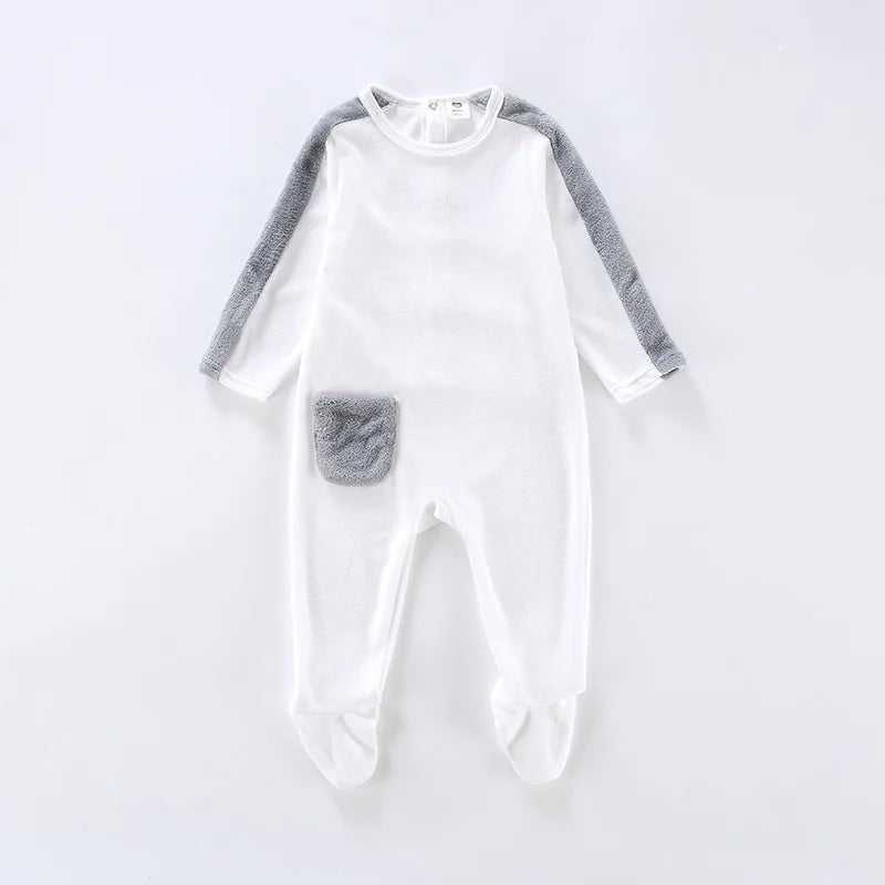 Baby Footie Pajamas Toddler Back opening Rompers Girl Boy Warm One Piece  Long Sleeve  Velvet Jumpsuit Fall Winter Clothes
