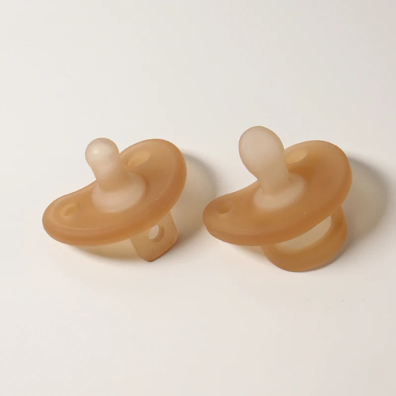 3 Pcs Baby Silicone Pacifier Set One Piece Soft Brown Pacifier With Storage Box Pacifier Anti-Drop Spring Chain 100% BPA Free