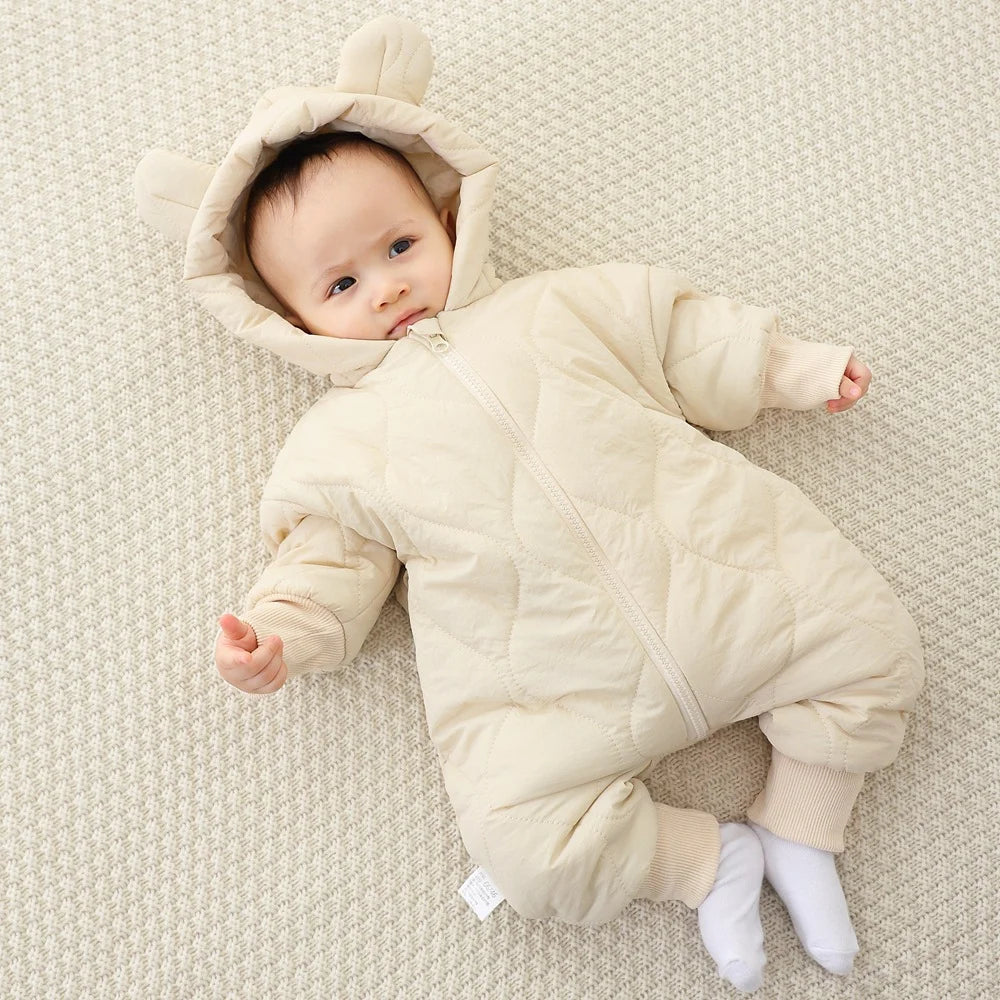 Baby jumpsuit autumn and winter girls pure cotton thickened newborn romper thickened long sleeved boys baby clothes