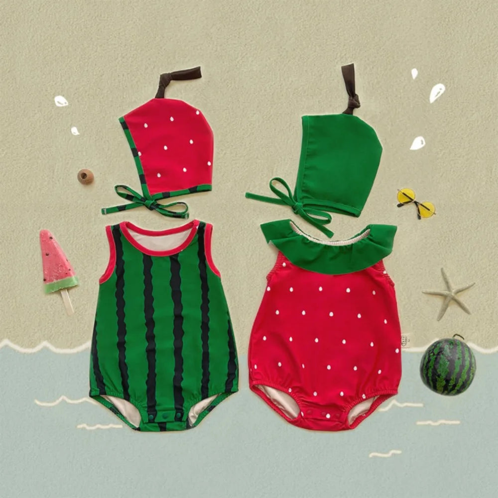 Newborn Clothes 0-2 Years 2025 Summer New Baby Jumpsuit Ins Cute Fruit Shape Baby Boy's One Piece Clothes Swimsuit Take Photo