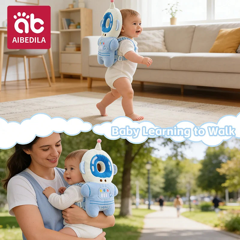 AIBEDILA Cartoon Astronaut Baby Anti-Fall Pad Head Back Protector Pillow for Newborn Infant Toddler Safety Protection Cushion