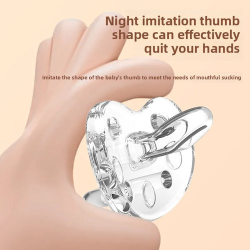 1Pc Transparent baby Pacifier Soft 100% Silicone Thumb type nipple Type Infant Toddler Sleeping day round night flat nipple head