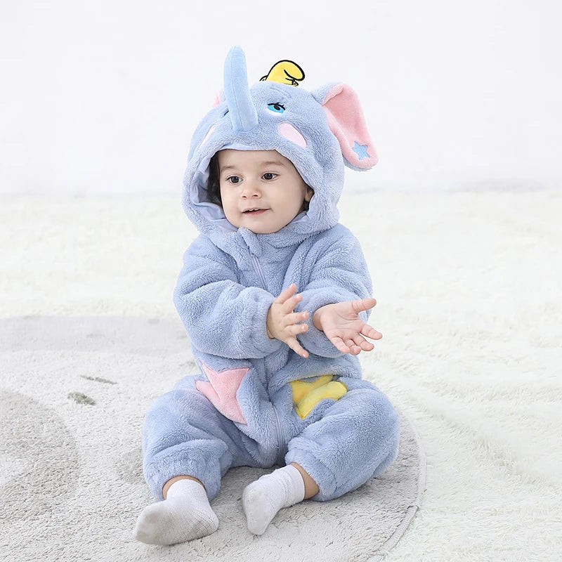 Disney Lovely Elephant Newborn Baby Rompers Toddler Boy Girls Cosplay Animal Cute Warm Cosplay Costume Outfit