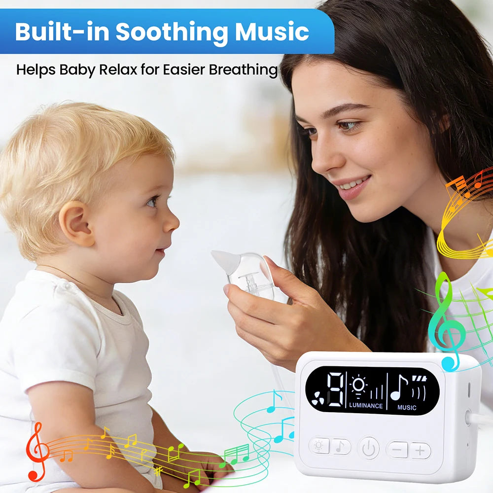 Baby Nasal Aspirator,Built-in Music,3 Soft Silicone Nozzles,Newborns Electric Nose Cleaner,Gentle Nose Booger Sucker for Infants