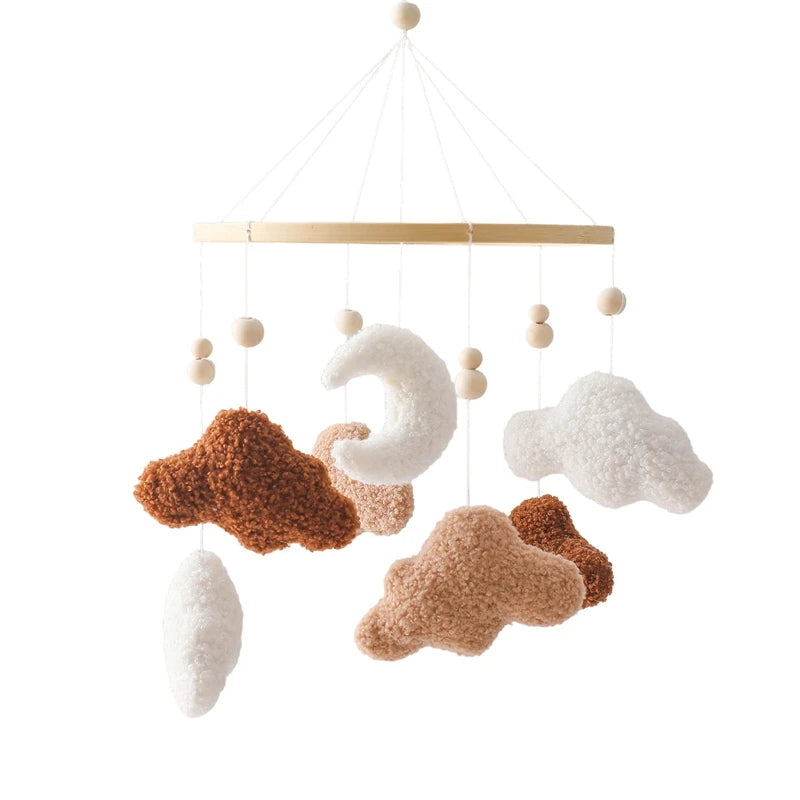 Baby Crib Mobile Rattle Toy 0-12Months Infant Soft Felt mobile Teddy Velvet Bear Bed Bell Hanging Toy Holder Bracket Crib Toy