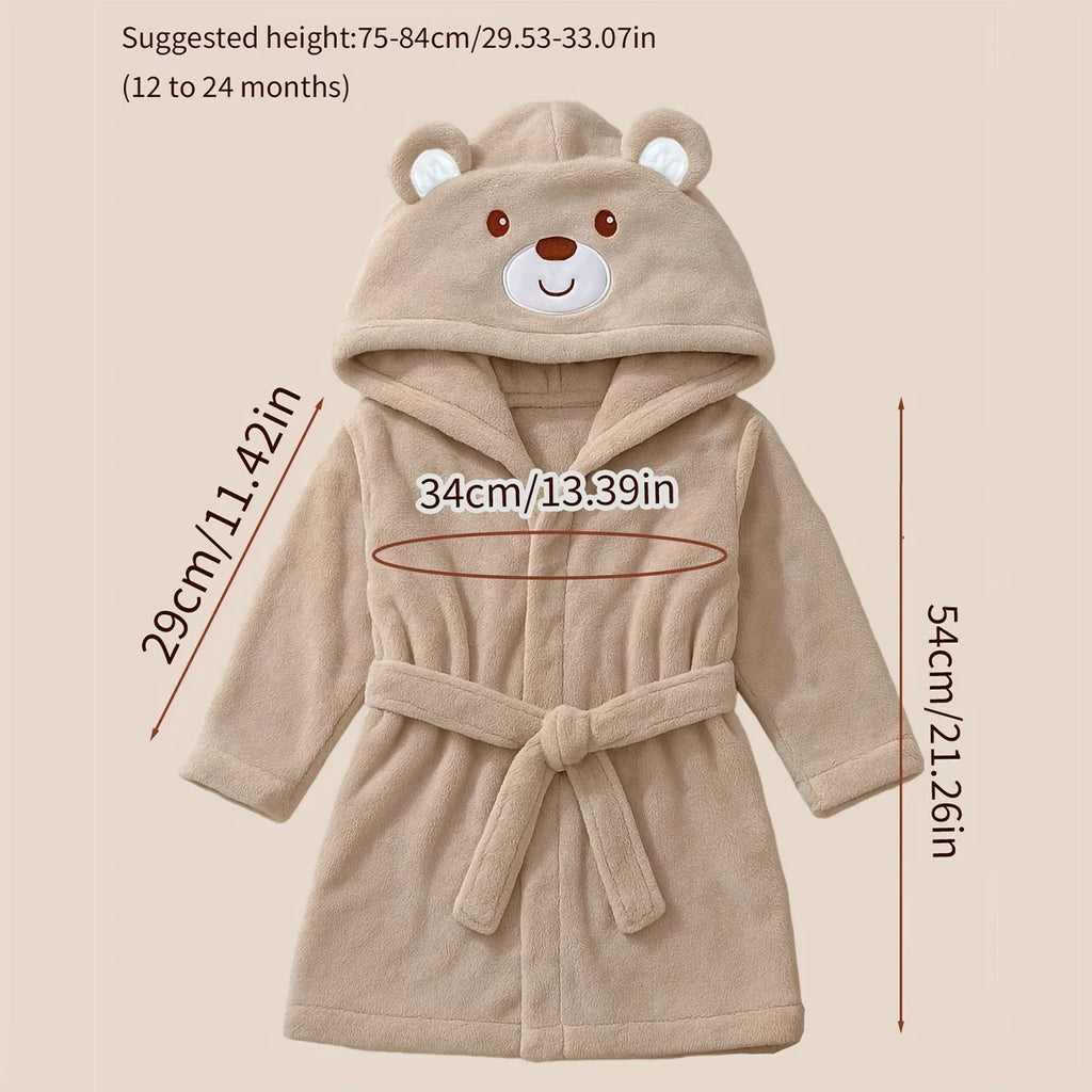 Custom Name Embroidered Bear Hooded Baby Towel | Soft Plush 74-84cm for 12-24M | Christmas Birthday Winter Gift