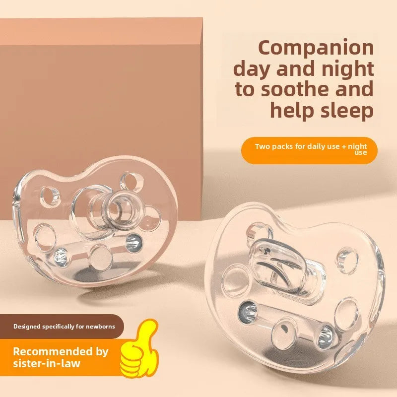 1Pc Transparent baby Pacifier Soft 100% Silicone Thumb type nipple Type Infant Toddler Sleeping day round night flat nipple head
