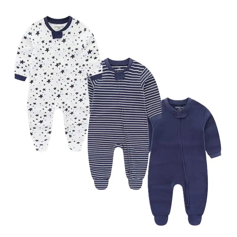 Kiddiezoom 3 Pcs/Lot Autumn Winter Unisex Cartoon Long Sleeve Baby Boy Girl Romper 100%Cotton Soft Newborn Jumpsuits Clothing