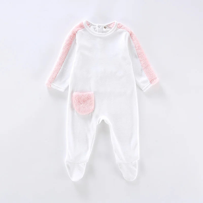 Baby Footie Pajamas Toddler Back opening Rompers Girl Boy Warm One Piece  Long Sleeve  Velvet Jumpsuit Fall Winter Clothes