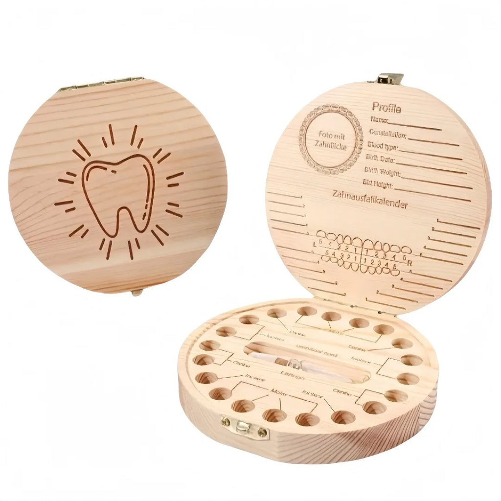 4 Sets Wooden Baby Tooth Storage Box Fetal Hair Keepsake Newborn Birthday Memory Tooth Box Kids Growth Souvenir
