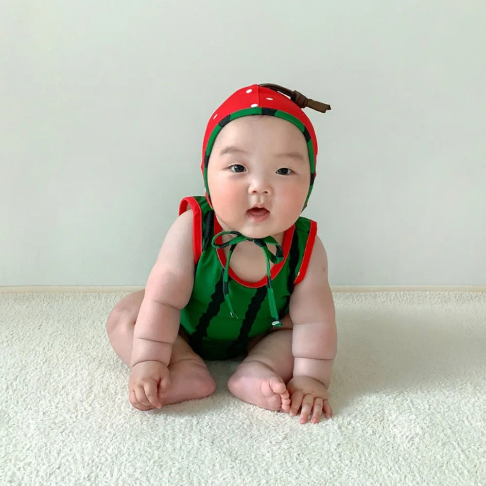 Newborn Clothes 0-2 Years 2025 Summer New Baby Jumpsuit Ins Cute Fruit Shape Baby Boy's One Piece Clothes Swimsuit Take Photo