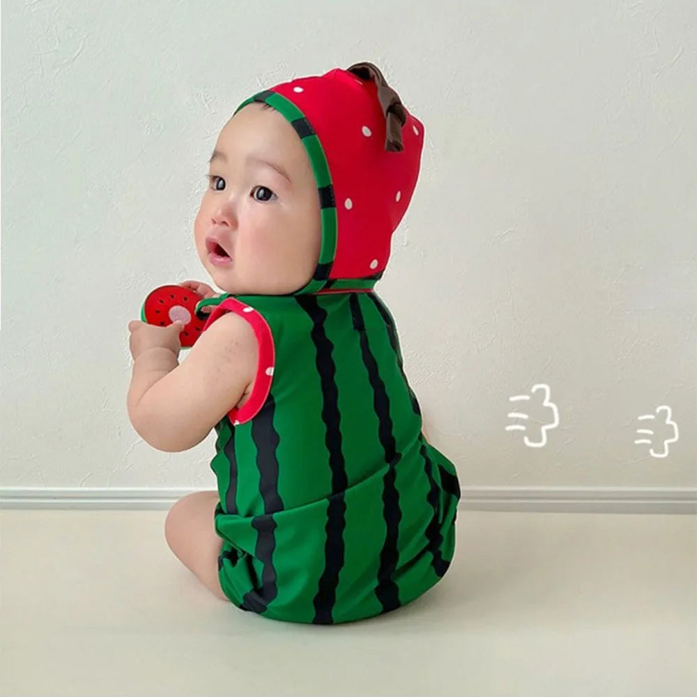 Newborn Clothes 0-2 Years 2025 Summer New Baby Jumpsuit Ins Cute Fruit Shape Baby Boy's One Piece Clothes Swimsuit Take Photo