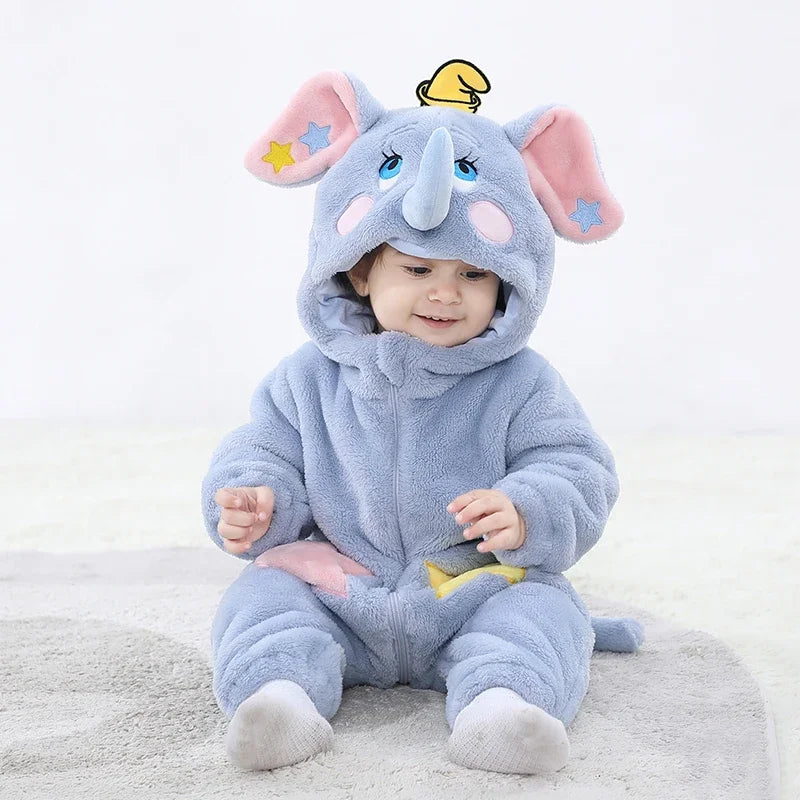Disney Lovely Elephant Newborn Baby Rompers Toddler Boy Girls Cosplay Animal Cute Warm Cosplay Costume Outfit