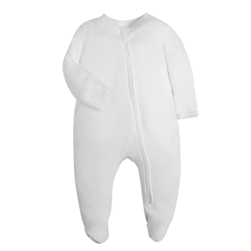 New Baby Rompers Cotton Infant Boys Girls Jumpsuit Zipper Footed Solid Long-Sleeve Pajamas Sleepsuits