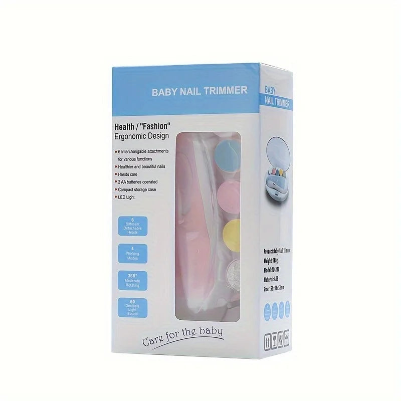 7-in-1 Baby Nail Trimmer with Portable Case, Safe Nail Clipper Set with 5 Extra Grinding Heads, Newborn Nail Polishing Tool Set