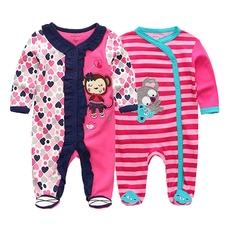 2 Pcs/Lot Baby Rompers Newborn Boy Girl Long Sleeves Clothing Set Spring Autumn Infant Onesies Clothes Christmas Valentine's Day