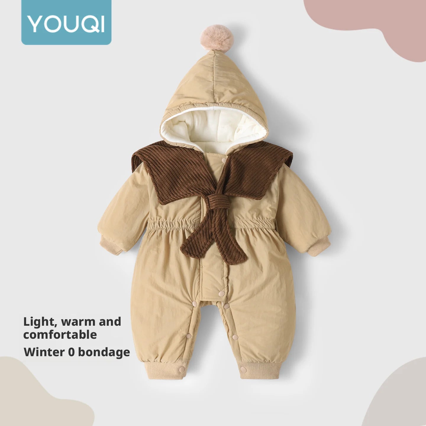 【Youqi】Chinese 0-2 Year Old Baby Clothes Winter Clothing Baby Cotton Jacket Winter Style Fleece-Lined Warm Padded Hooded Windproof Children's Coat