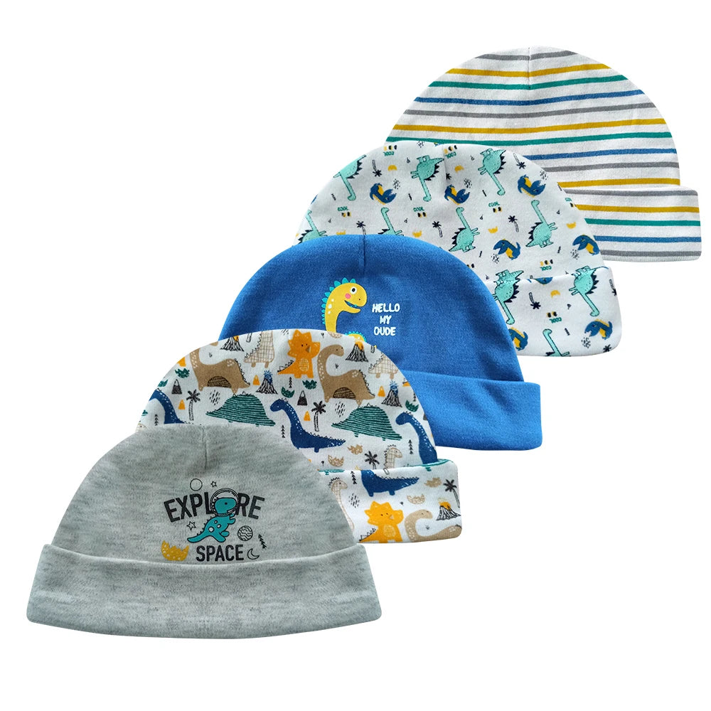 5 Pcs/Lot Newborn Baby Boy Girl Hats Cotton Soft Unisex Caps Four Seasons Infant Accessories