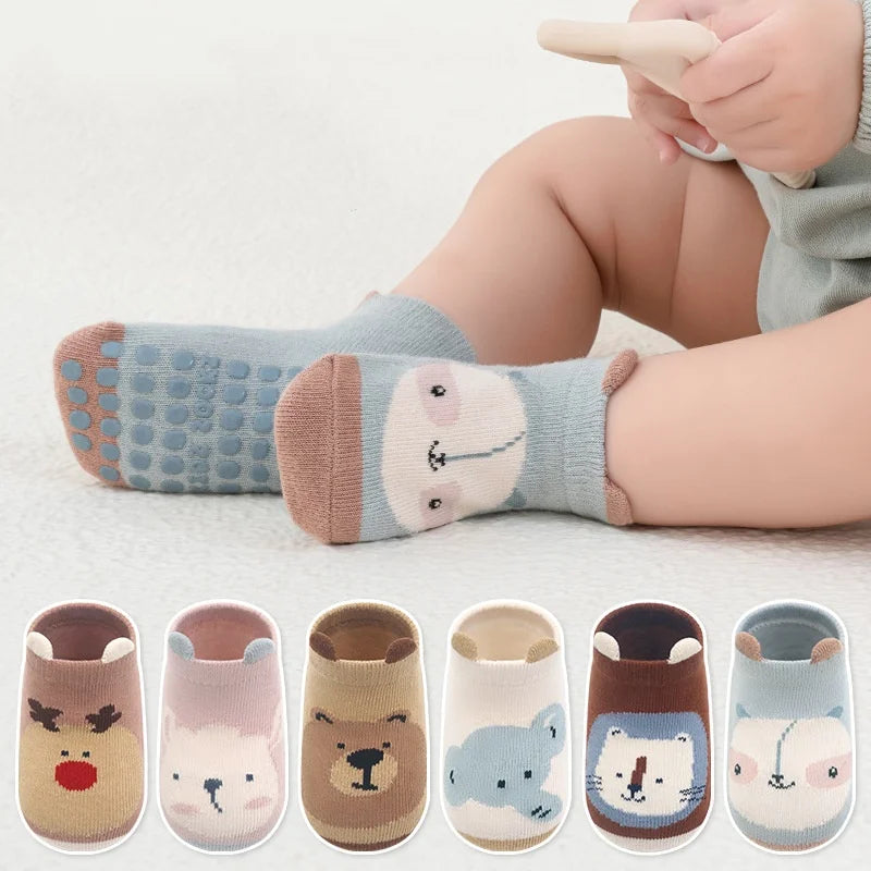 Lawadka Newborn Baby Socks Anti Slip Cotton Cartoon Toddler Floor Short Socks For Girls Boys Casual Infant's Home Sock Autumn