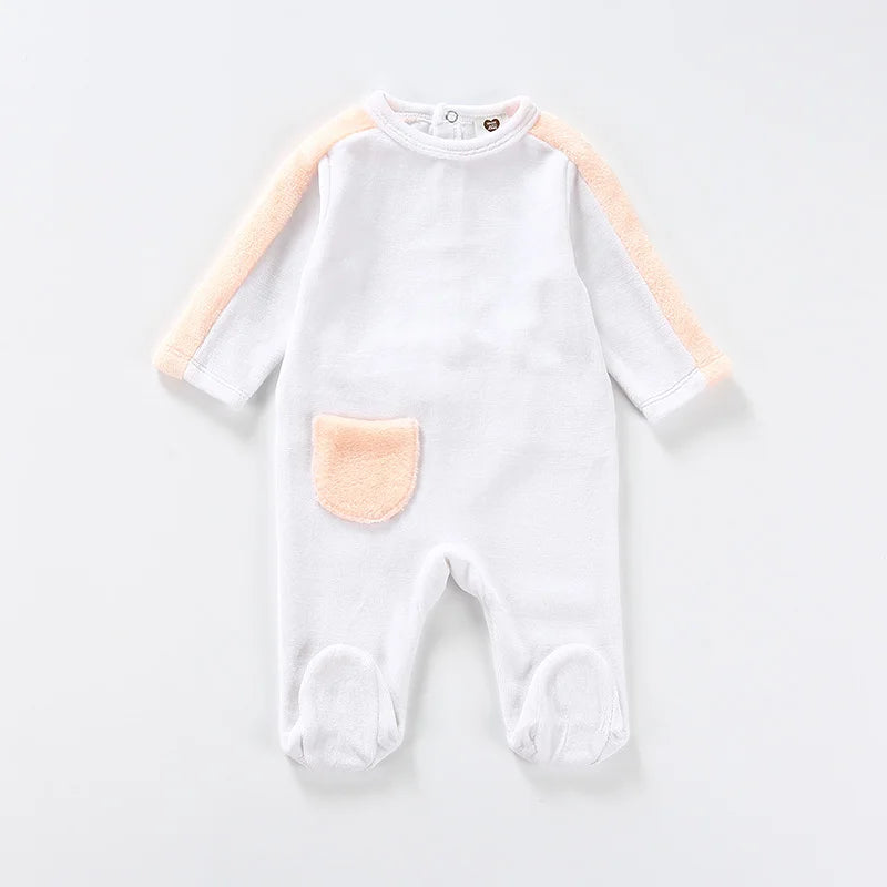 Baby Footie Pajamas Toddler Back opening Rompers Girl Boy Warm One Piece  Long Sleeve  Velvet Jumpsuit Fall Winter Clothes