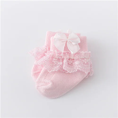 Lawadka 0-24Month Newborn Baby Socks For Girls Cotton Lace Infant Girls Sock Princess Bow Toddler Baby Girls Socks Spring 2023