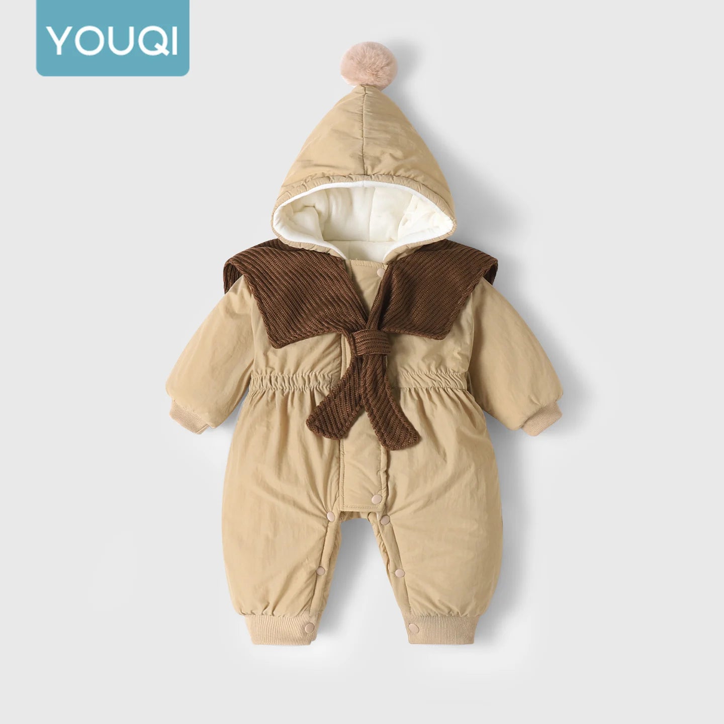 【Youqi】Chinese 0-2 Year Old Baby Clothes Winter Clothing Baby Cotton Jacket Winter Style Fleece-Lined Warm Padded Hooded Windproof Children's Coat
