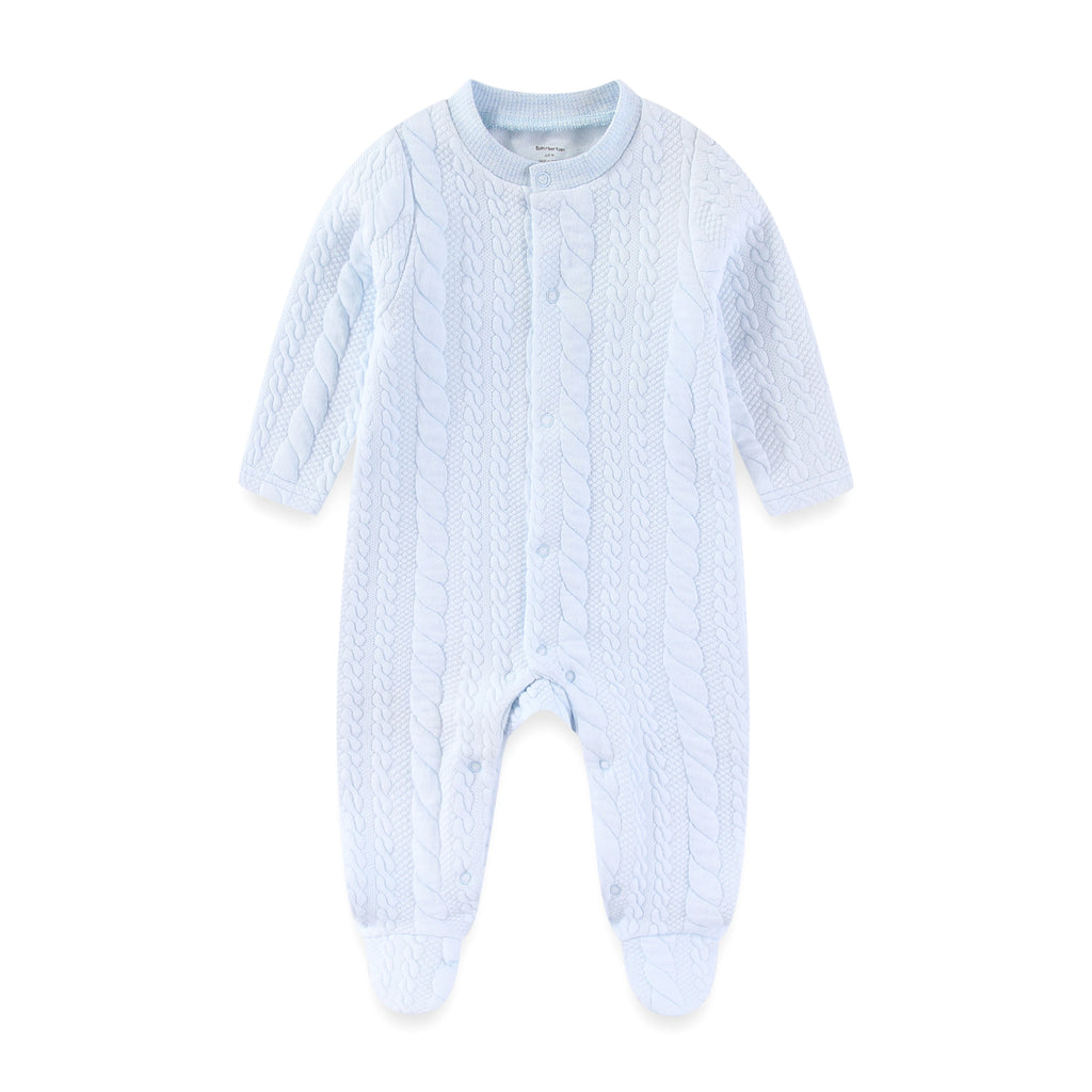 Solid Color Winter Baby Unisex Jumpsuits Warm Newborn Boy Girl Footed Rompers Infant Outfit
