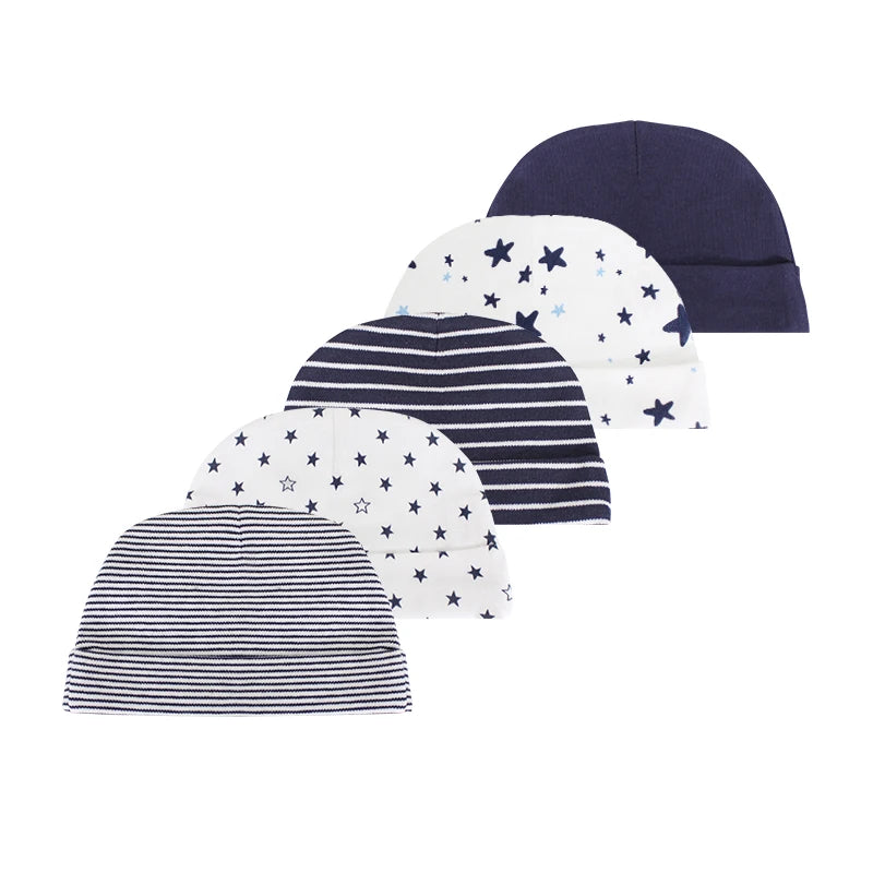 5 Pcs/Lot Newborn Baby Boy Girl Hats Cotton Soft Unisex Caps Four Seasons Infant Accessories