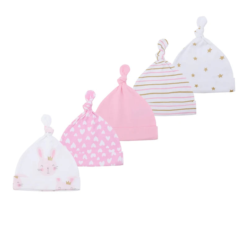 5 Pcs/Lot Newborn Baby Boy Girl Hats Cotton Soft Unisex Caps Four Seasons Infant Accessories